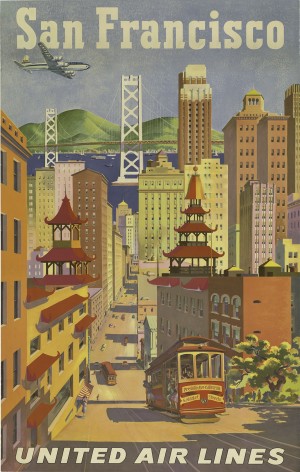 San Francisco United Air Lines vintage travel poster